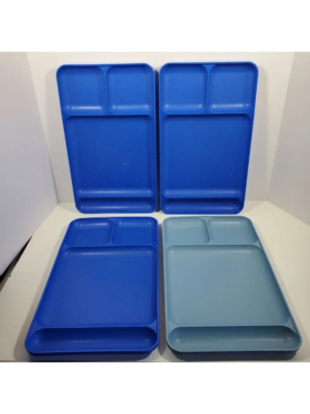Tupperware Lunch Trays 10 Divided Dinner Camping Blue Cream Purple 1535 Vintage - Picture 8 of 11